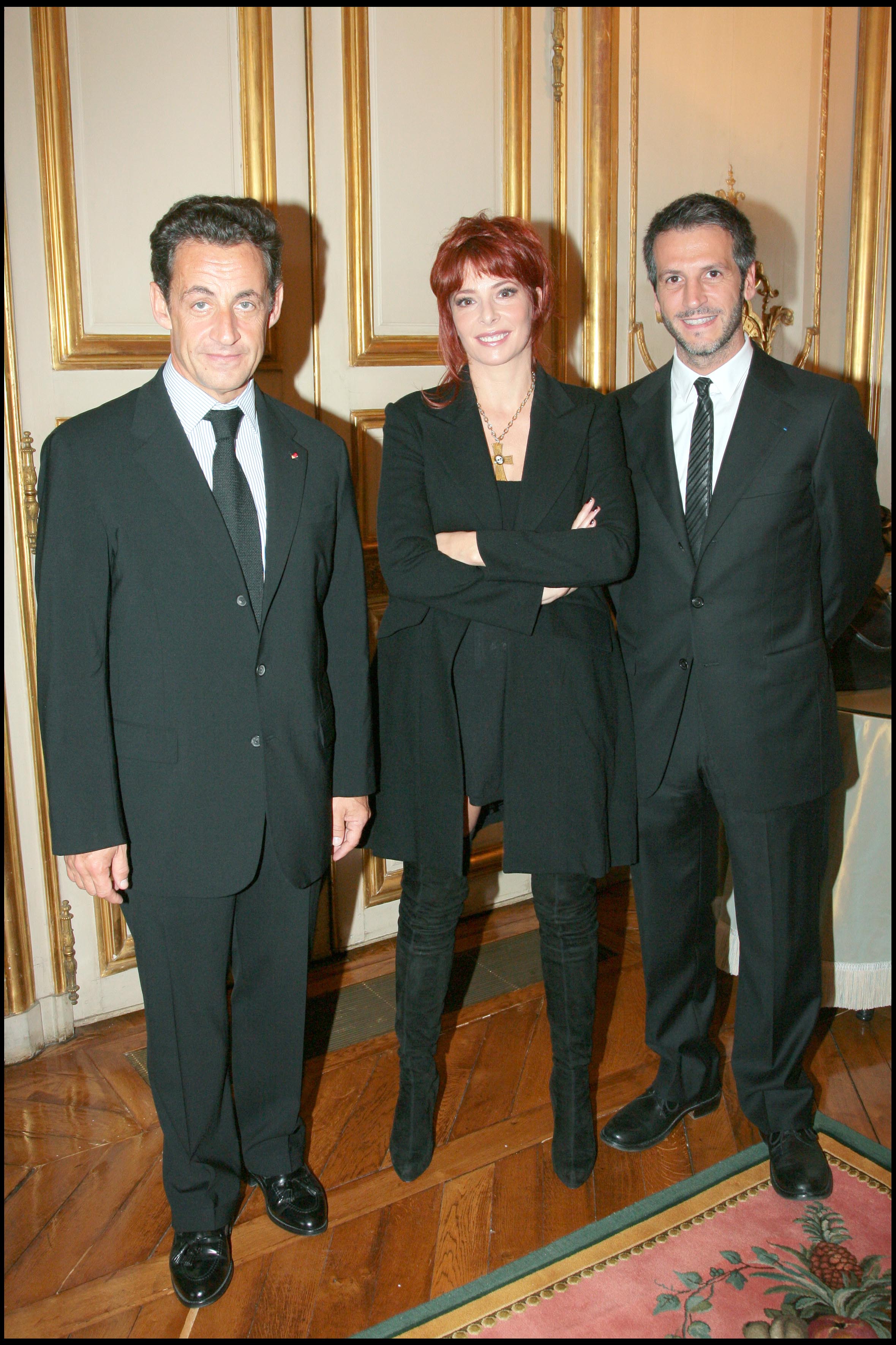 Nicolas Sarkozy, Mylène Farmer et Benoît Di Sabatino - Elysée - 01er octobre 2007