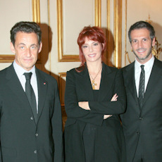 Nicolas Sarkozy, Mylène Farmer et Benoît Di Sabatino - Elysée - 01er octobre 2007