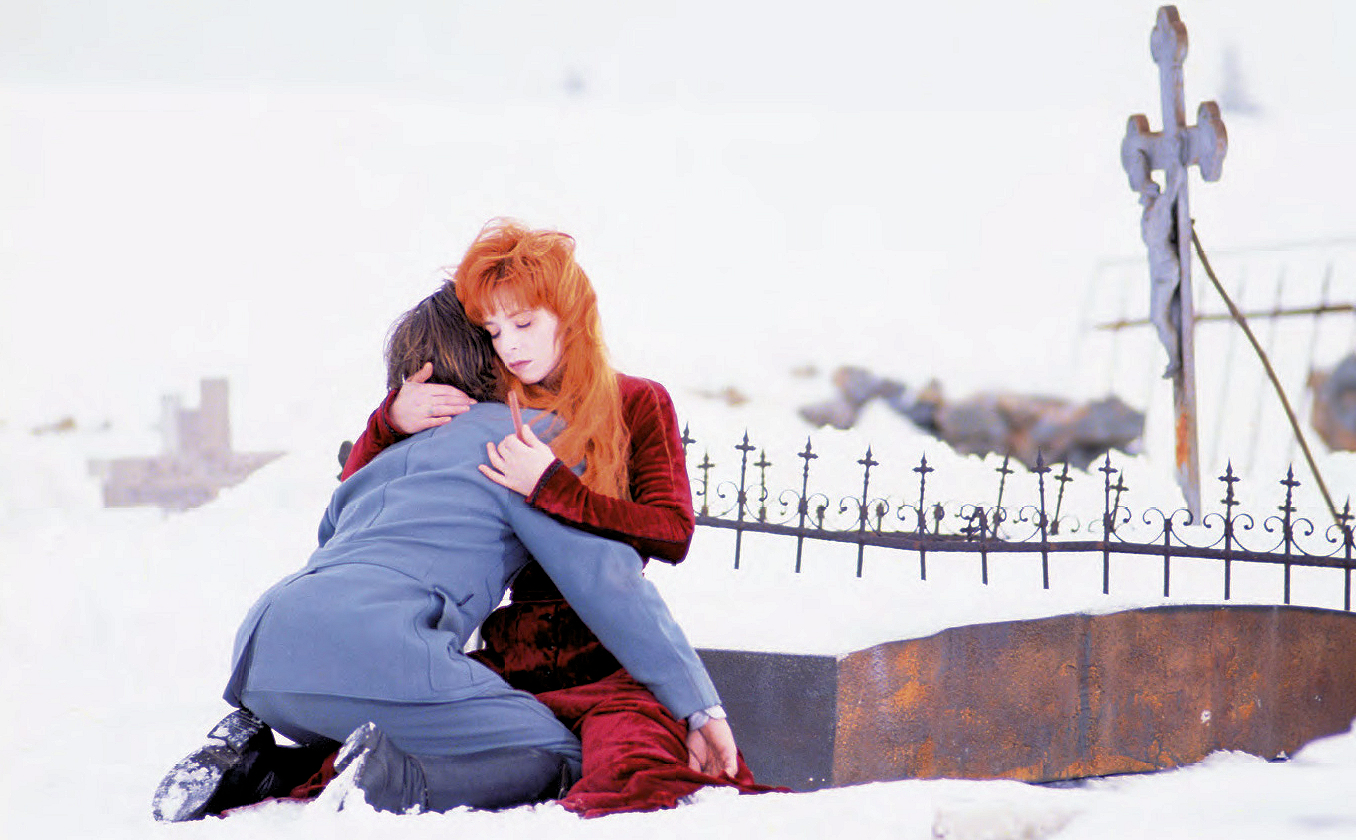 Jeff Dahlgren et Mylène Farmer - Tournage du film Giogino - 1993 - Photographe : Etienne George