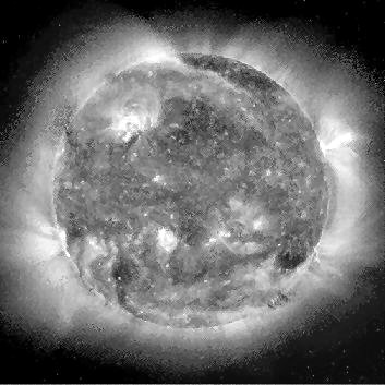 Image du soleil obtenue par l'observatoire Soho en 98