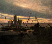 Caspar Friedrich - Schiffe im Hafen am Abend