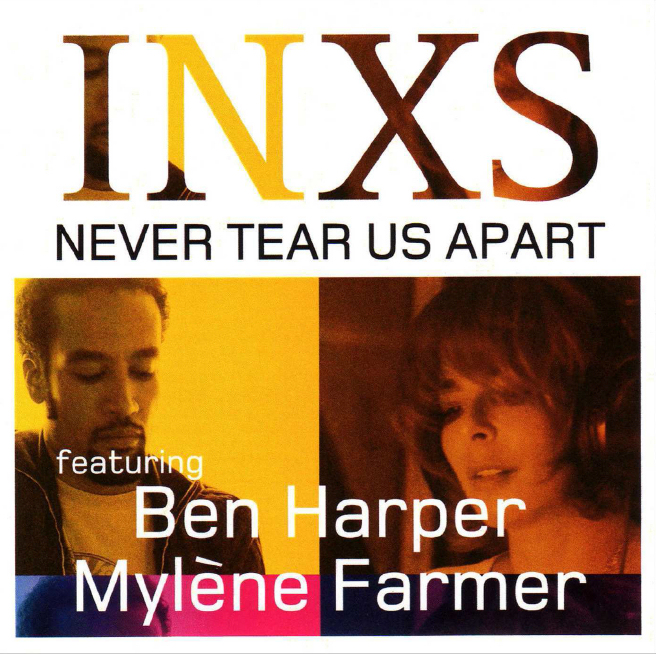 Mylène Farmer featuring INXS et Ben Harper - Pochette single Never Tear Us Apart