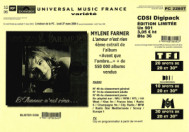 Mylène Farmer L'Amour n'est rien... Bon de précommande CD Single