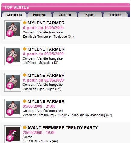 Mylène Farmer digitick.com