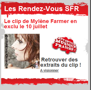 Mylène Farmer Clip Dégénération le 10 juillet sur le site sfr