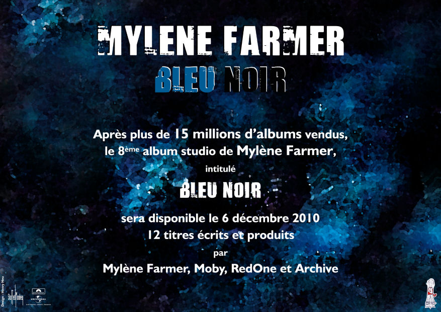 Mylène Farmer Communiqué officiel 21 octobre 2010 Bleu Noir