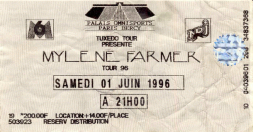Mylène Farmer Merchandising Tour 1996 Ticket