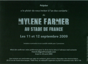 Mylène Farmer Tour 2009 Invitation Stade de France