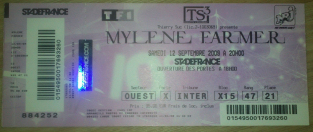 Mylène Farmer Tour 2009 Ticket