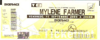 Mylène Farmer Tour 2009 Ticket