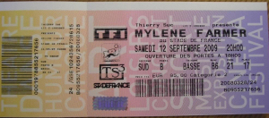 Mylène Farmer Tour 2009 Ticket