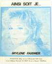 Mylène Farmer Ainsi soit je... Partition Edition Originale