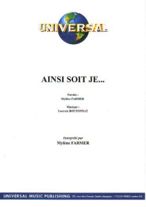 Ainsi soit je... - Partition Editions Universal