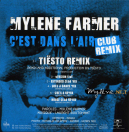Mylène Farmer C'est dans l'air Tiësto Remix CD Promo Club Remix France
