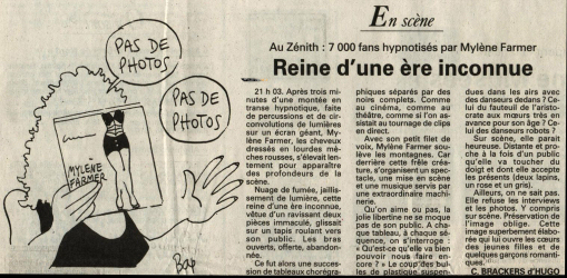 Mylène Farmer Caricature La Voix du Nord 07 décembre 1996