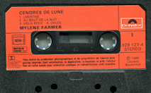 Mylène Farmer Cendres de lune Cassette France Premier Pressage