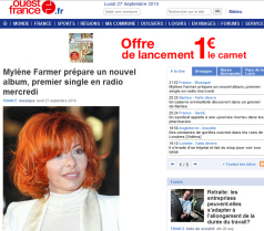 Mylène Farmer ouest-france.fr 27 septembre 2010