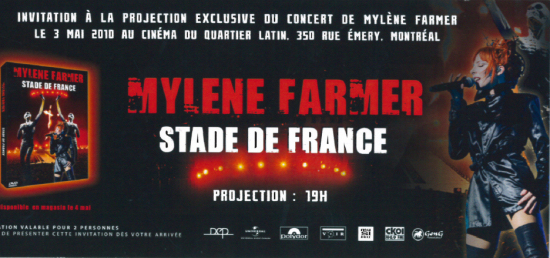 Mylène Farmer Stade de France Cinéma Montréal