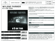 Mylène Farmer - N°5 on Tour - Bon de précommande pour le double CD, le triple vinyle et le présentoir 105CD