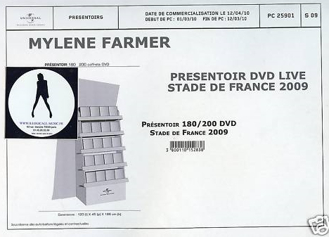 Mylène Farmer Bon de précommande PLV DVD Mylène Farmer Stade de France 2009