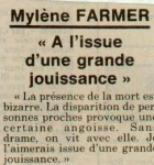 Mylène Farmer France Soir 05 novembre 1986
