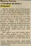 Mylène Farmer Presse Le Télégramme de Brest - 16 avril 1986