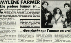 Mylène Farmer Presse France Dimanche 21 mars 1988