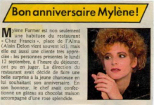 Mylène Farmer Presse Ici Paris 28 septembre 1988