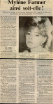 Mylène Farmer Presse L'Est Républicain 30 octobre 1988