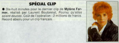 Mylène Farmer Presse Le Figaro magazine 05 novembre 1988