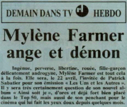 Mylène Farmer Presse Le Républicain Lorrain 12 avril 1988