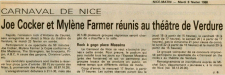 Mylène Farmer Presse Nice Matin 09 février 1988