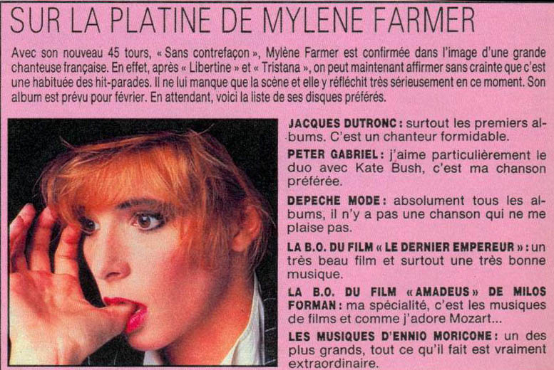 Sans contrefacon. Mylene Farmer перевод песен.