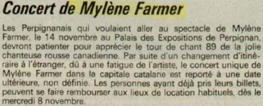 Mylène Farmer Presse L'Indépendant 08 novembre 1989