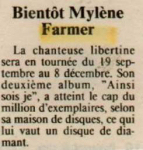 Mylène Farmer Presse La Marseillaise 15 mars 1989