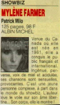 Mylène Farmer Presse Le Nouvel Observateur 21 septembre 1989