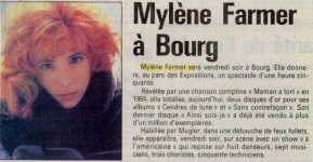 Mylène Farmer Presse Le Progrès 15 novembre 1989