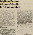 Mylène Farmer Presse Le Télégramme 01 avril 1989