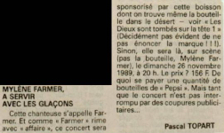Mylène Farmer Presse Nice matin 06 août 1988