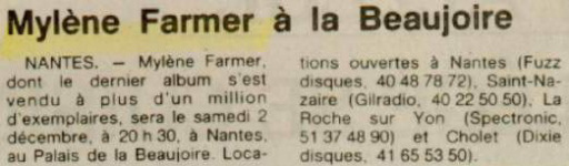 Mylène Farmer Presse Ouest France 23 septembre 1989