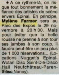 Mylène Farmer Presse La Liberté de l'Est 15 novembre 1989