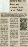 Mylène Farmer Presse La Liberté de l'Est 27 septembre 1989