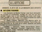 Mylène Farmer Presse La Montagne 10 octobre 1989