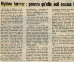 Mylène Farmer Presse La Montagne 13 octobre 1989