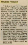Mylène Farmer Presse La Nouvelle République 26 octobre 1989
