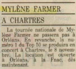 Mylène Farmer Presse La Nouvelle République du Centre 10 octobre 1989