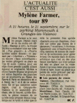 Mylène Farmer Presse Le Dauphiné 15 septembre 1989