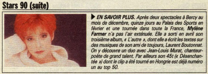 Mylène Farmer Presse Télé Poche 1991