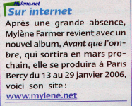 Mylène Farmer Télé Z du 29 janvier au 04 février 2005