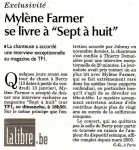 Mylène Farmer Presse La Libre Belgique Janvier 2006